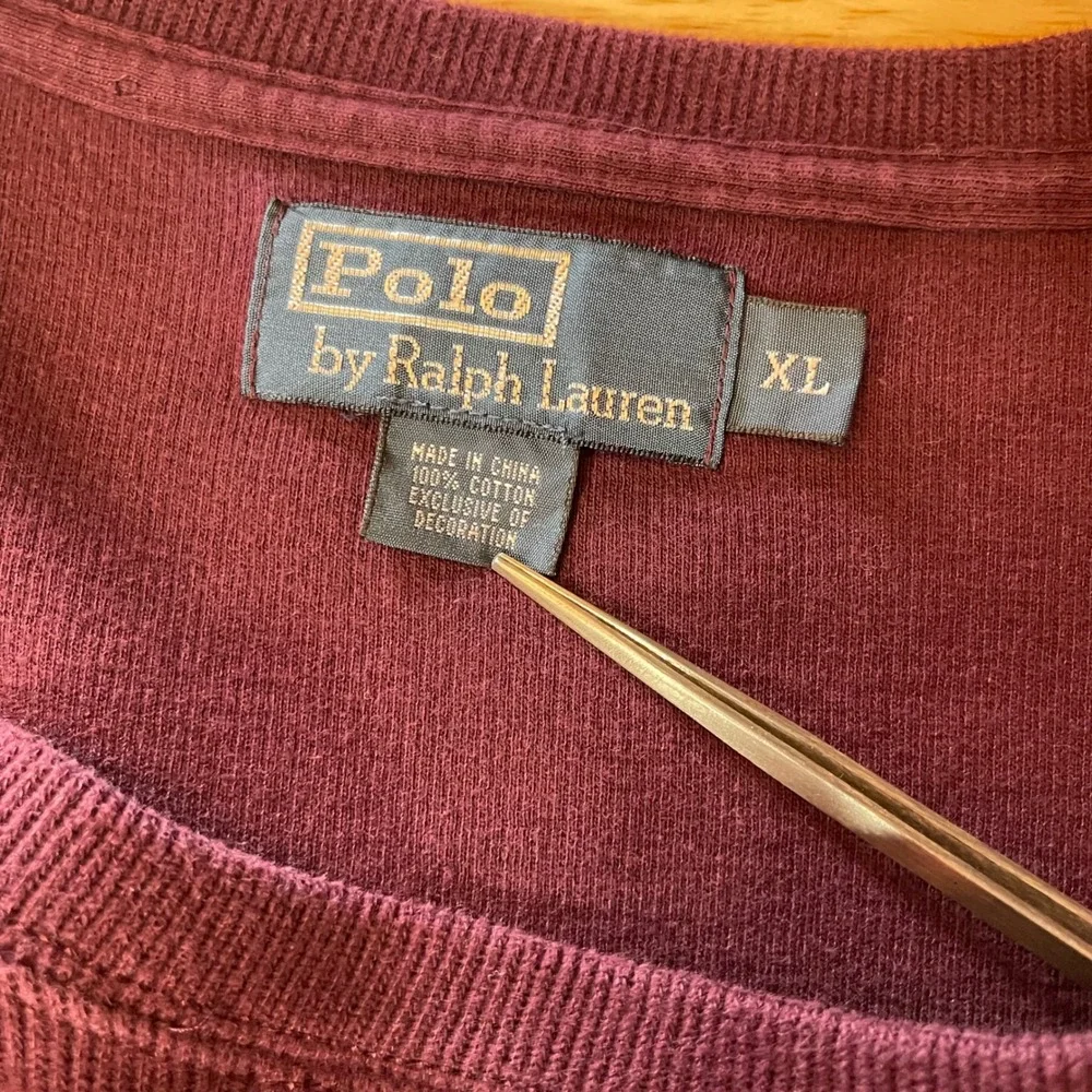 Polo Ralph‎ Lauren Mens XL Burgundy Maroon Cotton Crewneck Sweatshirt Blue Pony